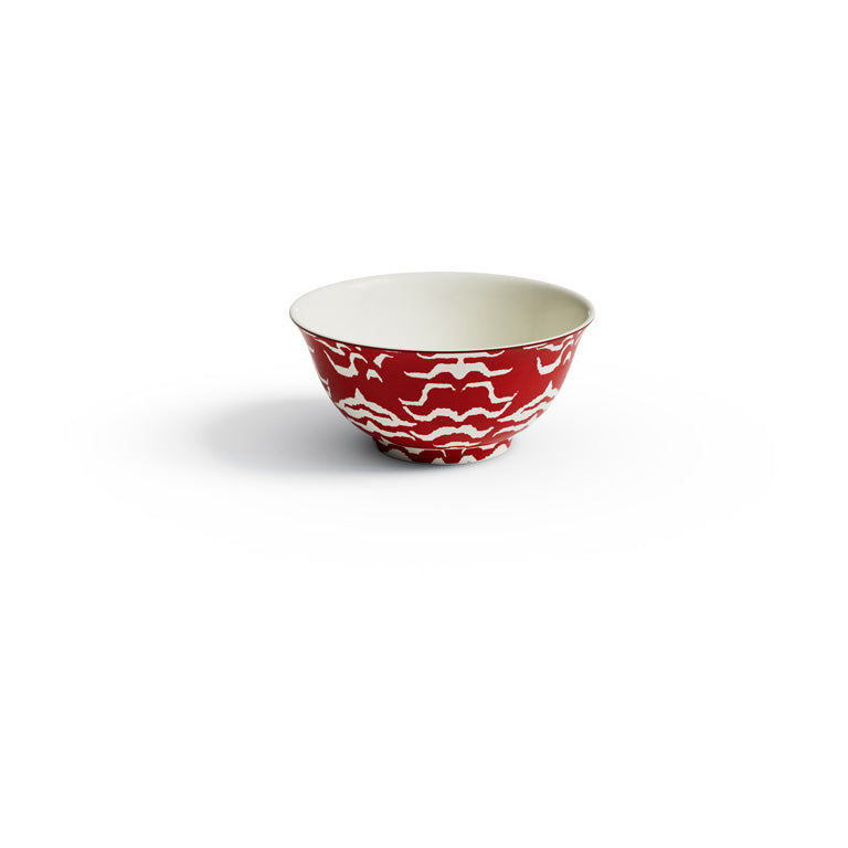 Indian Tiger Porcelain Bowl - Red