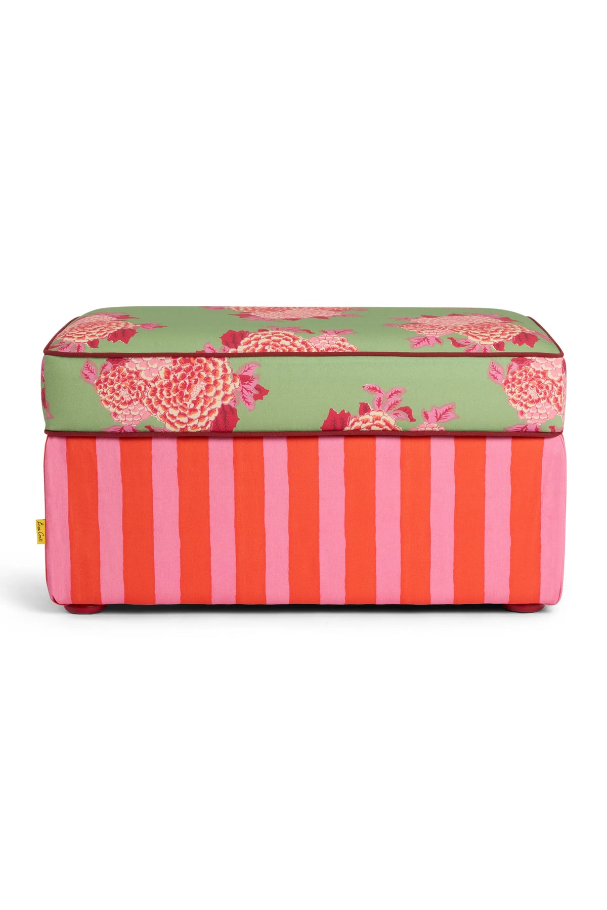Corolla Green Stripes Rectangular Ottoman Pouf