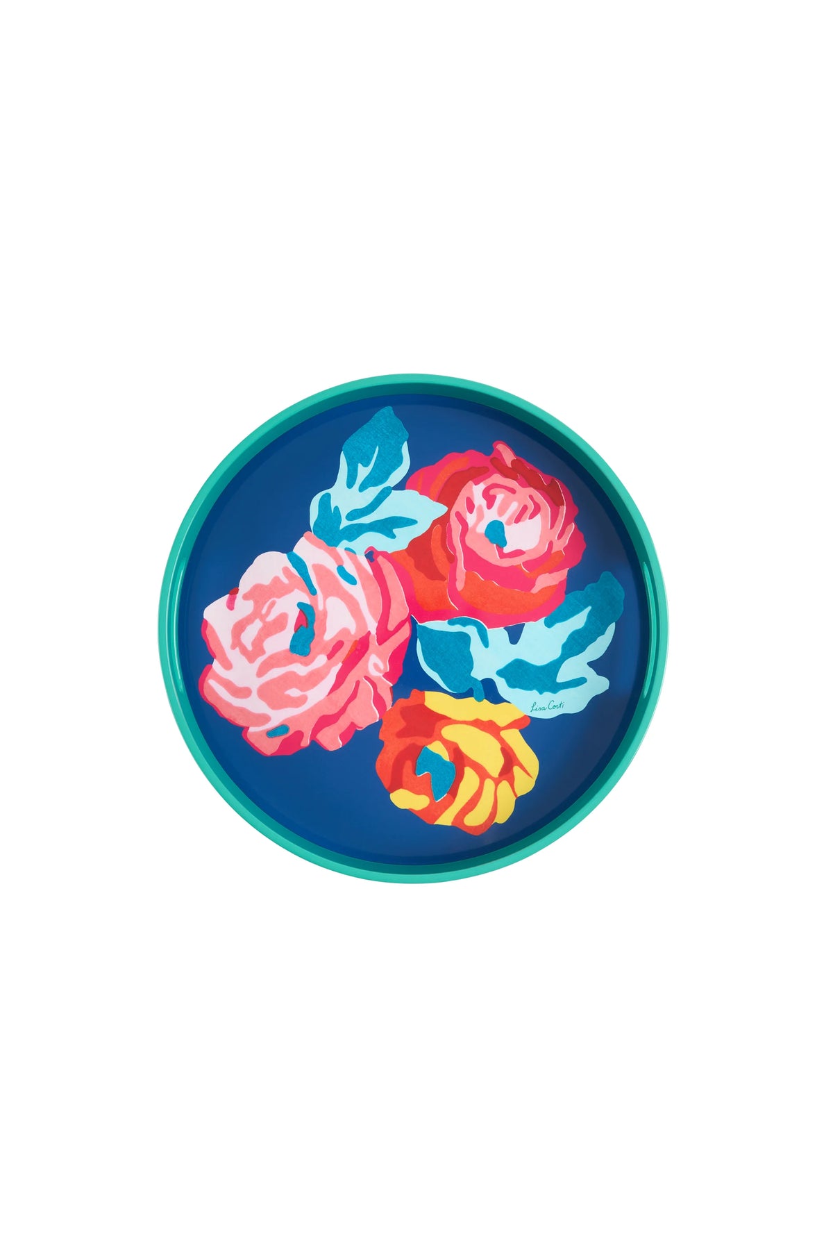 Nizam Flower Geranium Round Tray - Blue