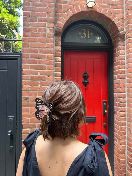 Monarch Butterfly Hand Painted Claw Hair Clip