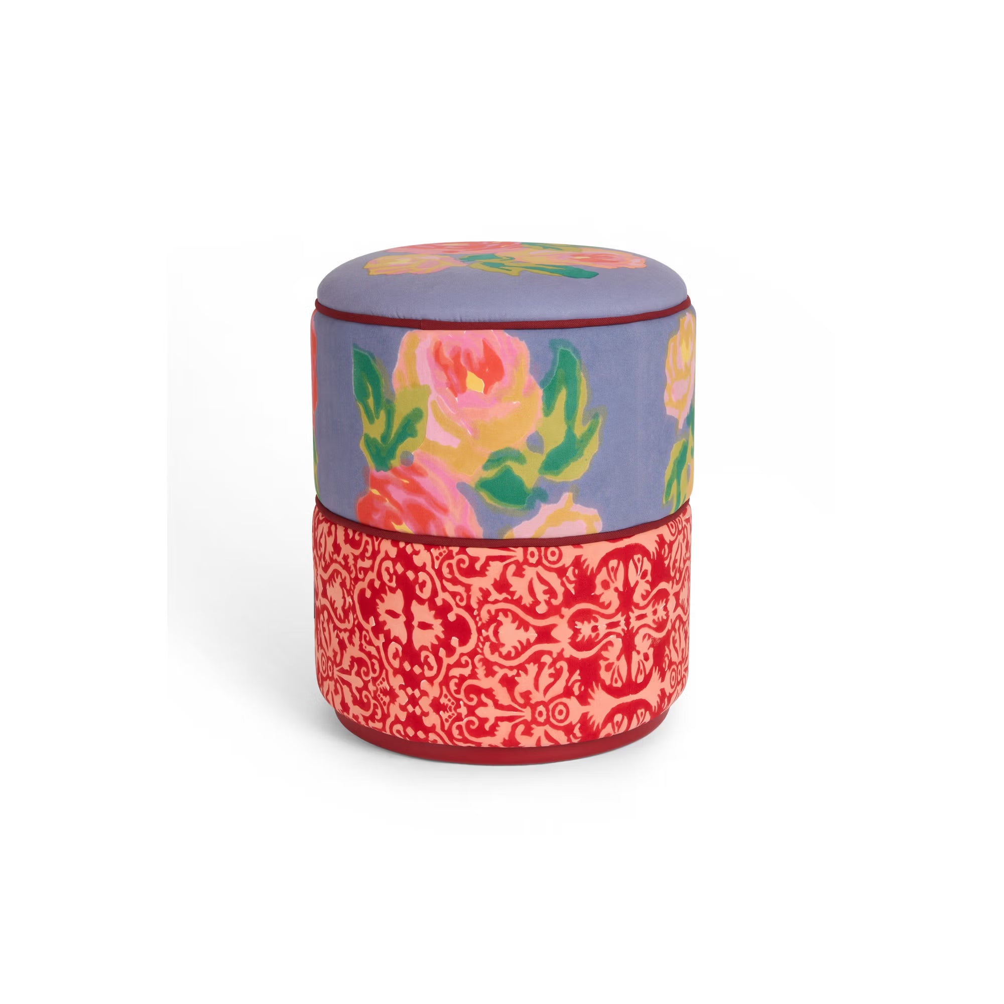 Nizam Striped Ottoman Pouf - Grey