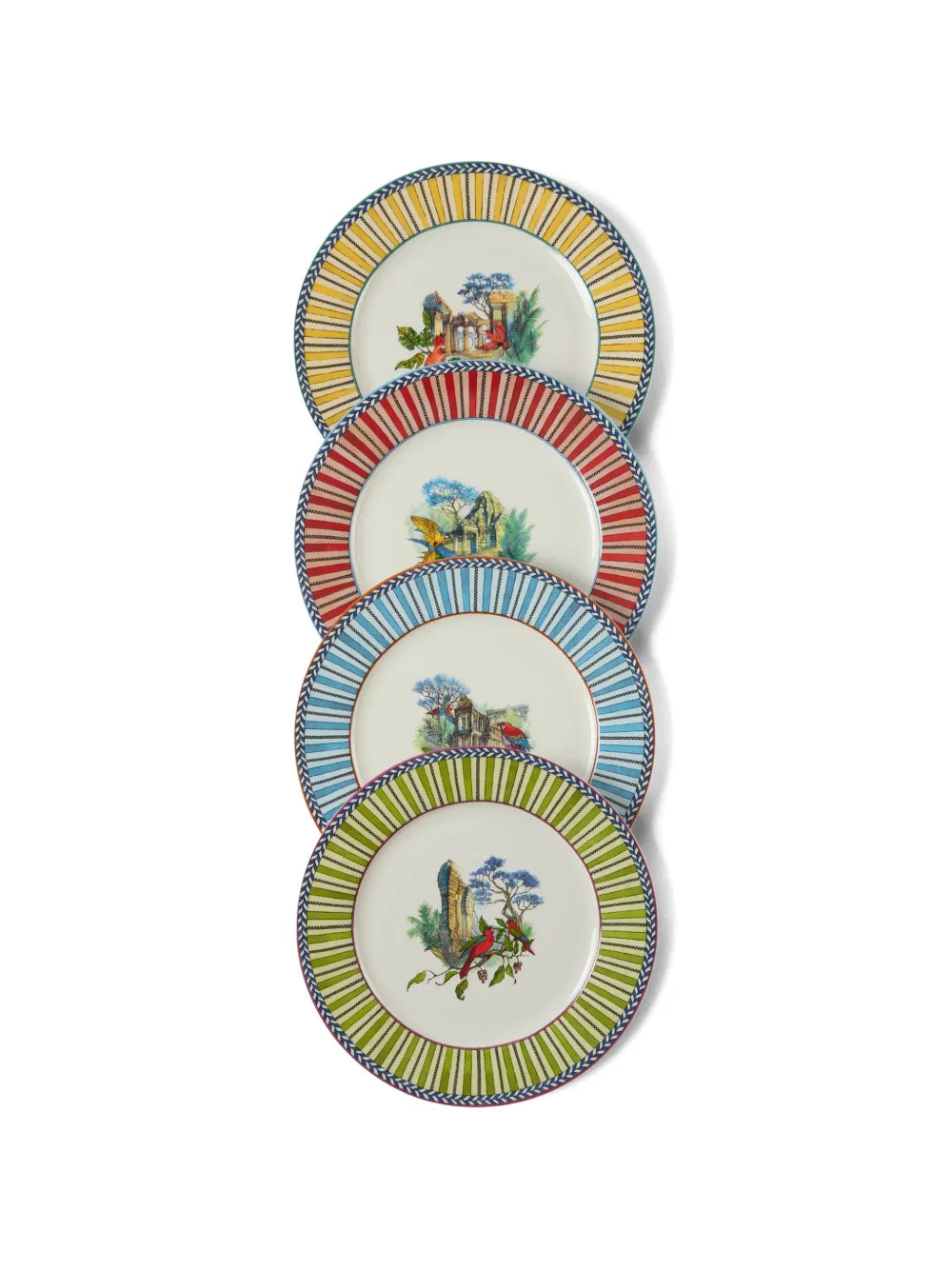 Jungle Parrot Porcelain Dessert Plates Set of 4