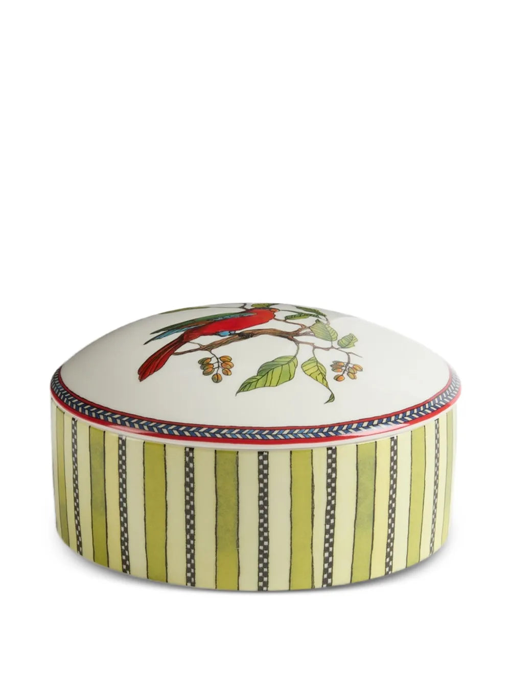 Jungle Parrot Porcelain Trinket Box - Green