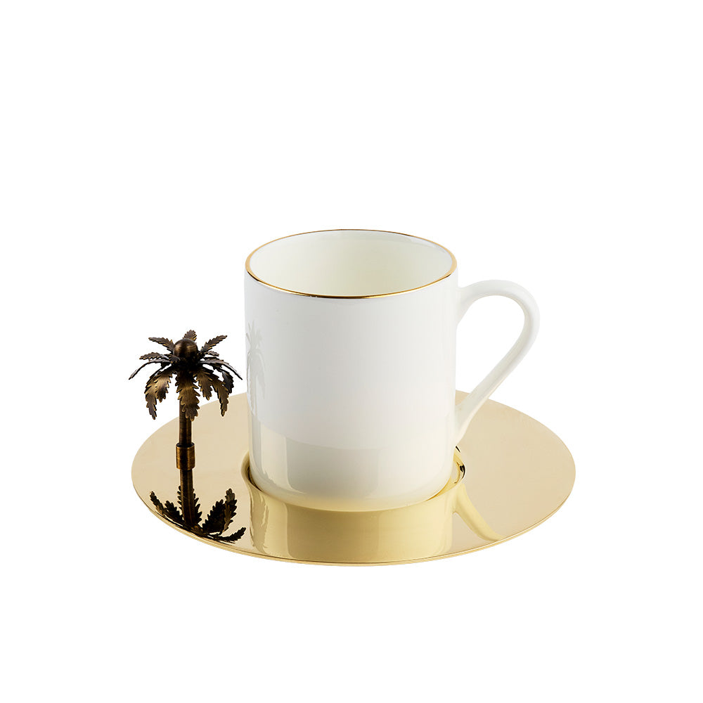 Zarina 3D Palm Gold Espresso Cups - Set of 6