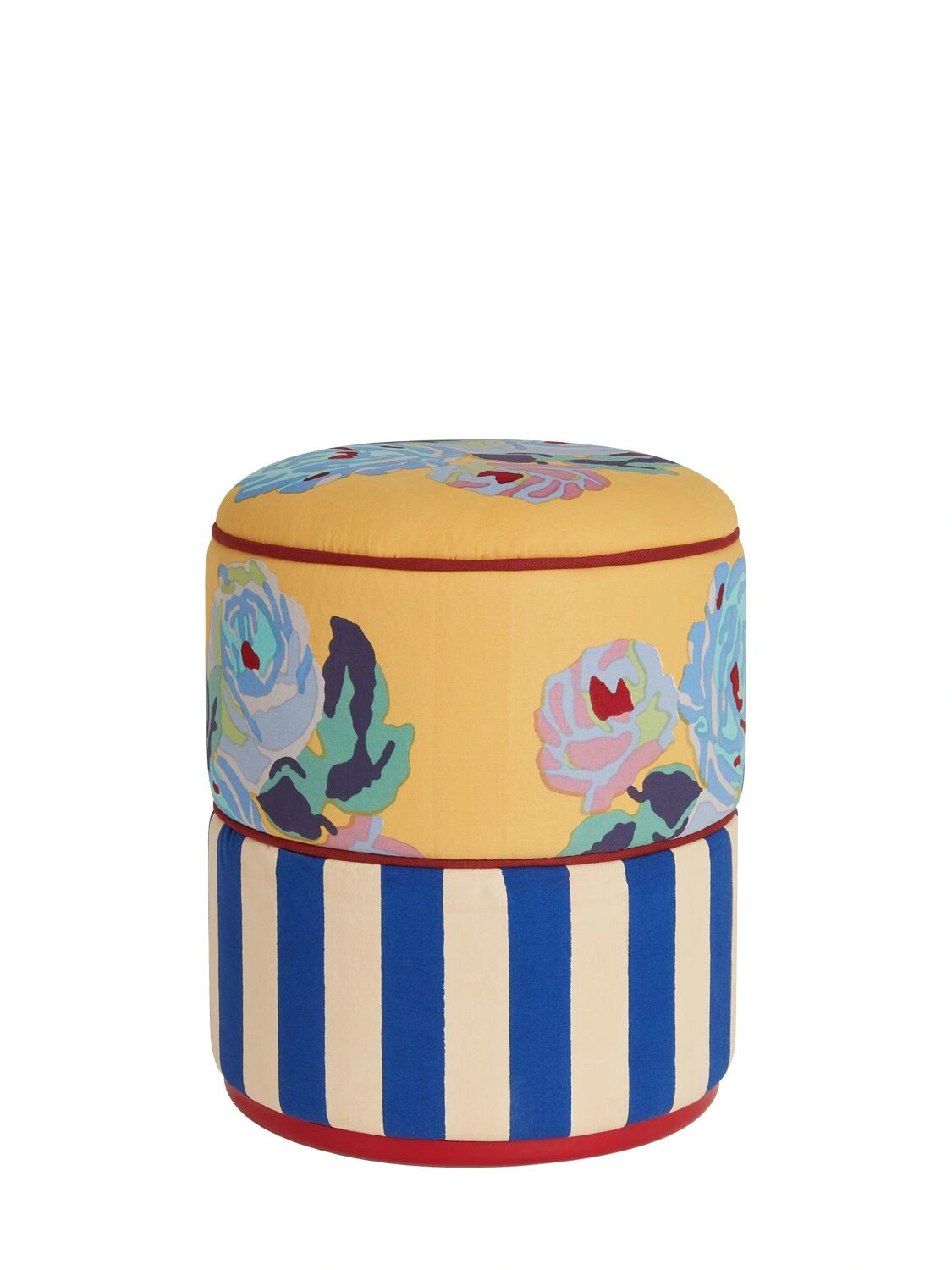 Nizam Striped Ottoman Pouf - Yellow & Blue