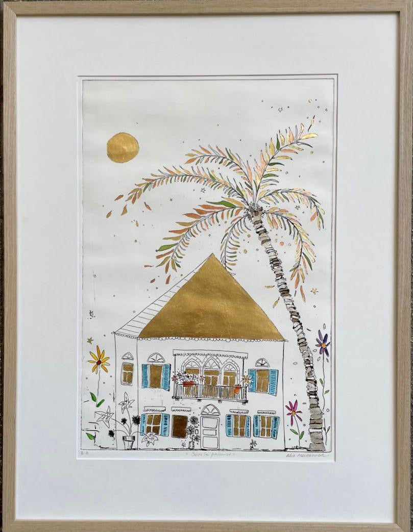 "Sous Les Palmiers" Etching