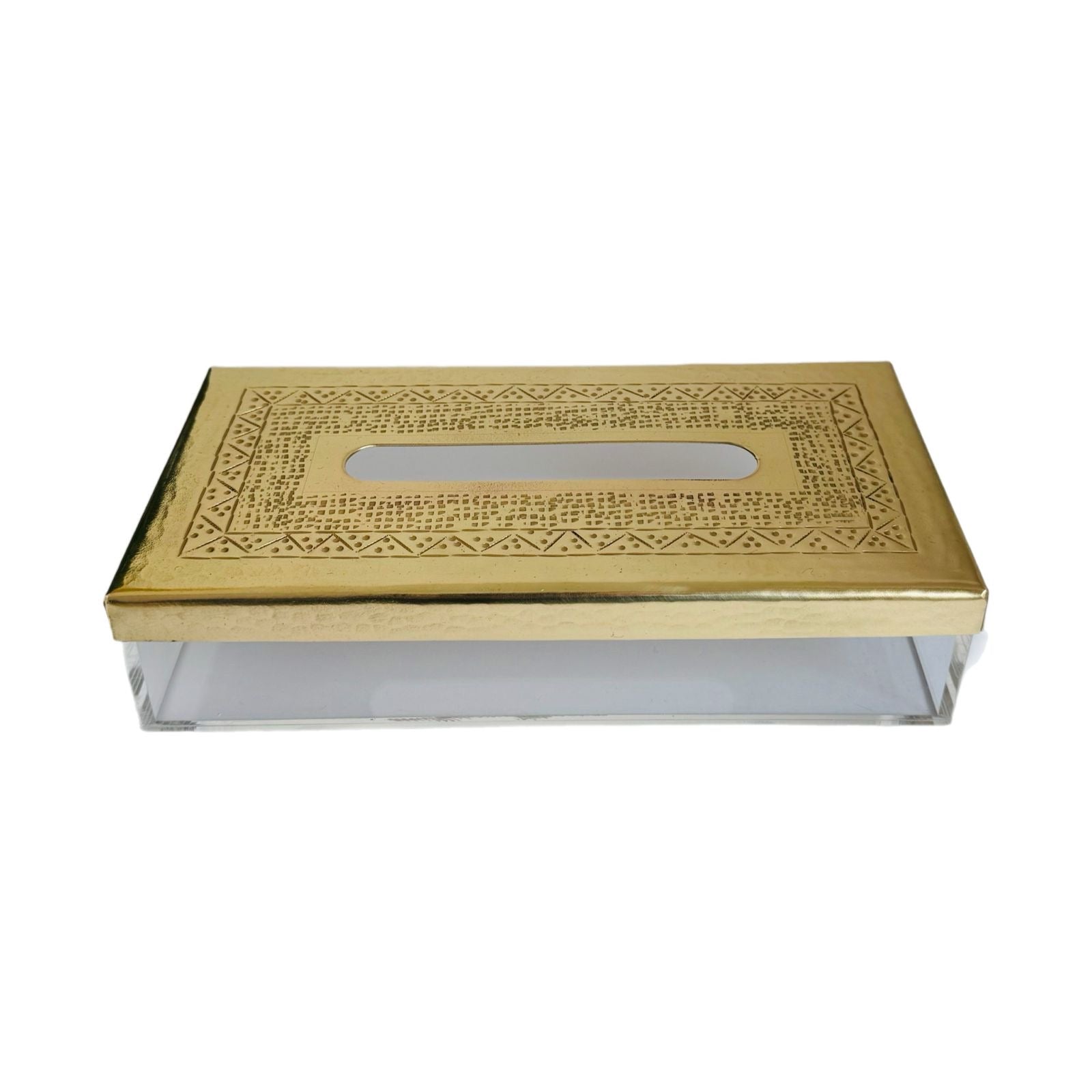 Tissue Box with Brass Cover -Gold