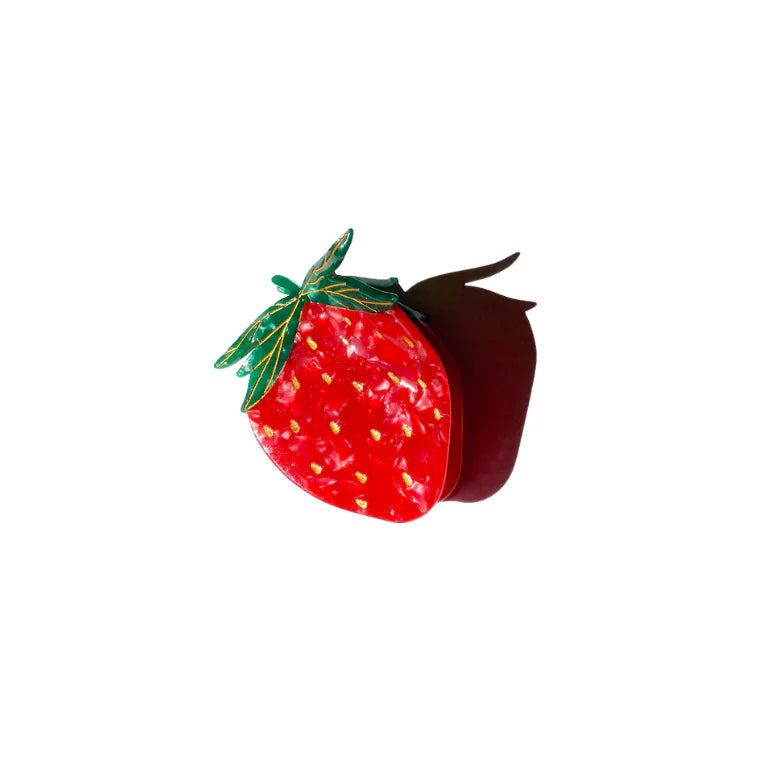 Strawberry Fruit Hand Painted Claw Hair Clip