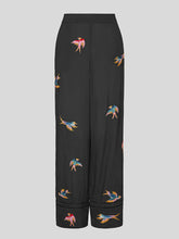 Load image into Gallery viewer, Hayley  Menzies Midnight Charming Birds Embroidered Crepe Trousers

