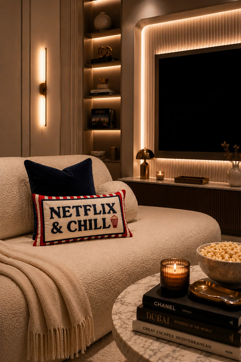 Netflix & Chill Needlepoint Cushion