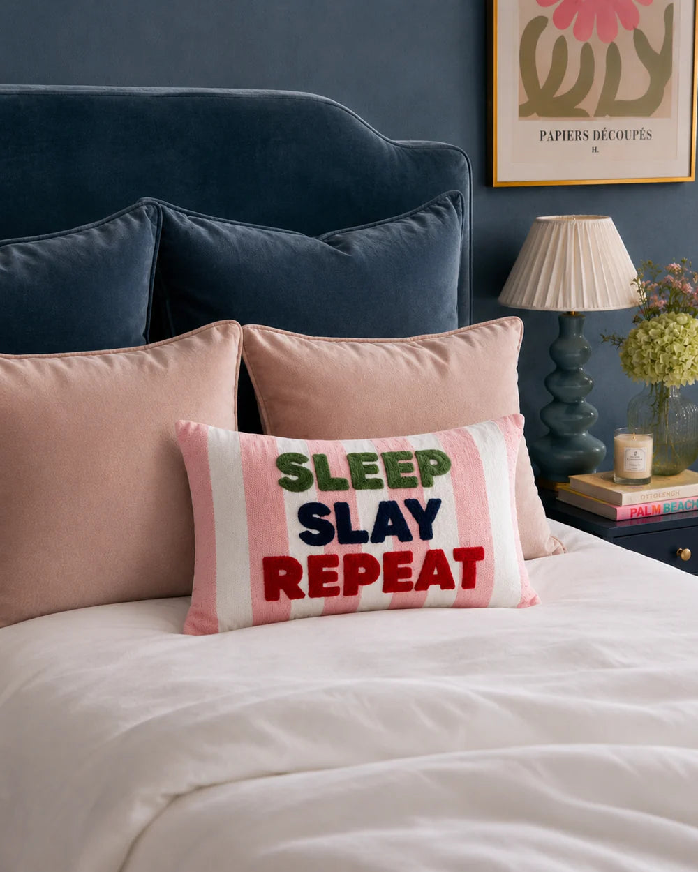 Sleep Slay Repeat Needlepoint Cushion