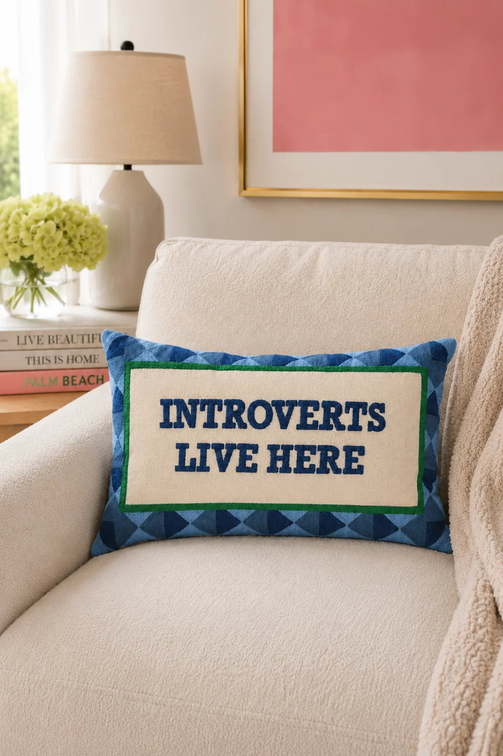 Introverts Live Here Needlepoint Cushion