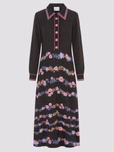 Load image into Gallery viewer, Hayley  Menzies Floral Chain Embroidered Crepe Shirt Dress
