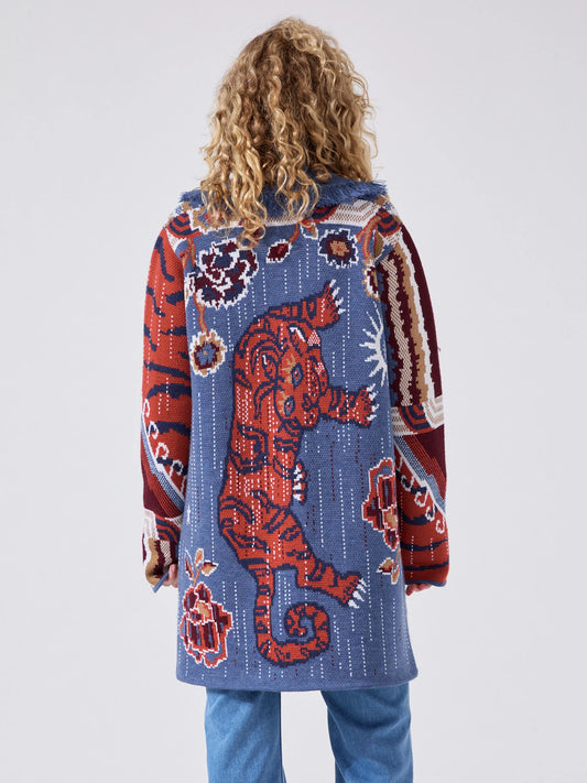 Hayley Menzies Tibetan Tiger Merino Jacquard Short Cardigan