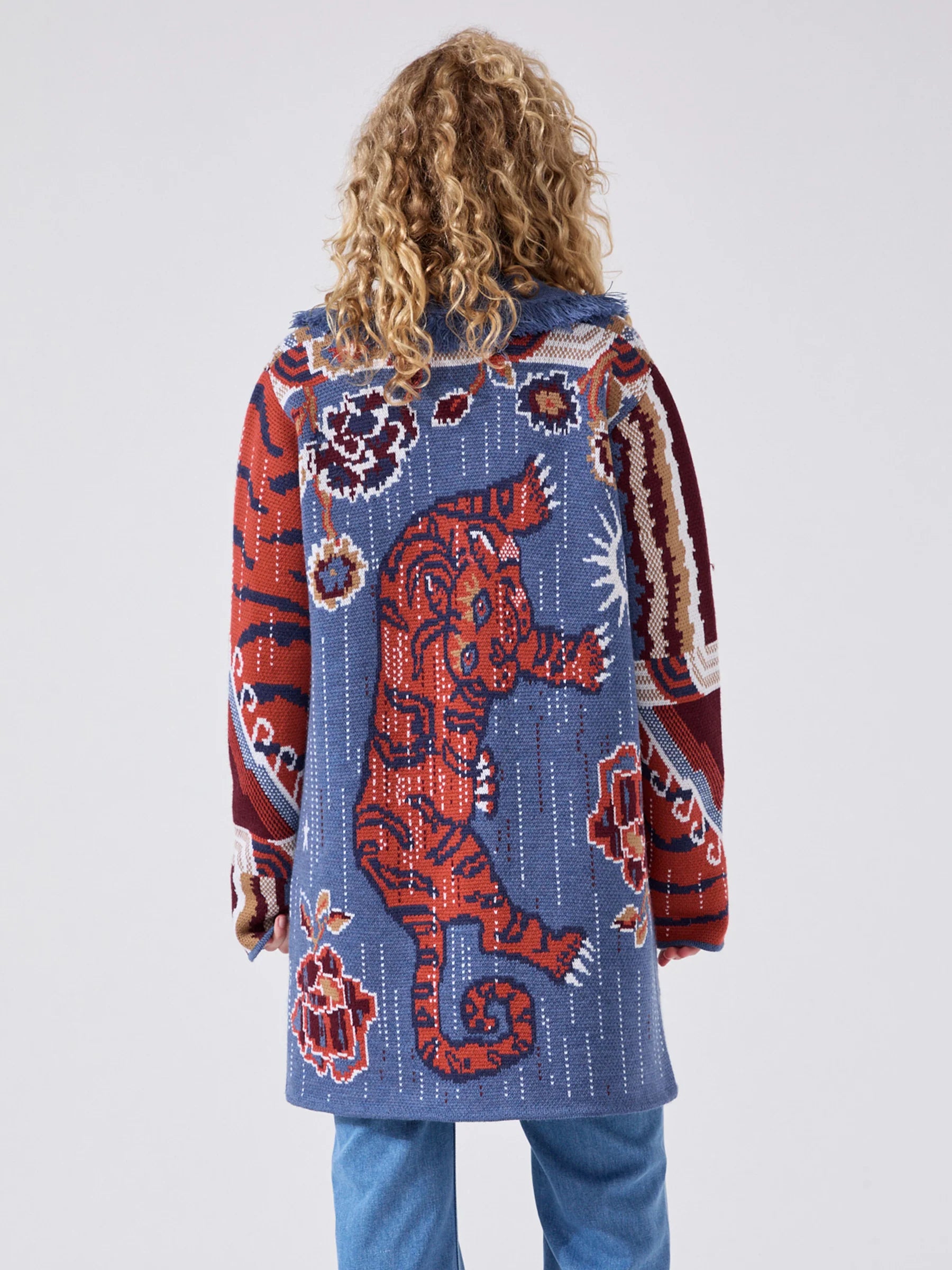 Hayley Menzies Tibetan Tiger Merino Jacquard Short Cardigan