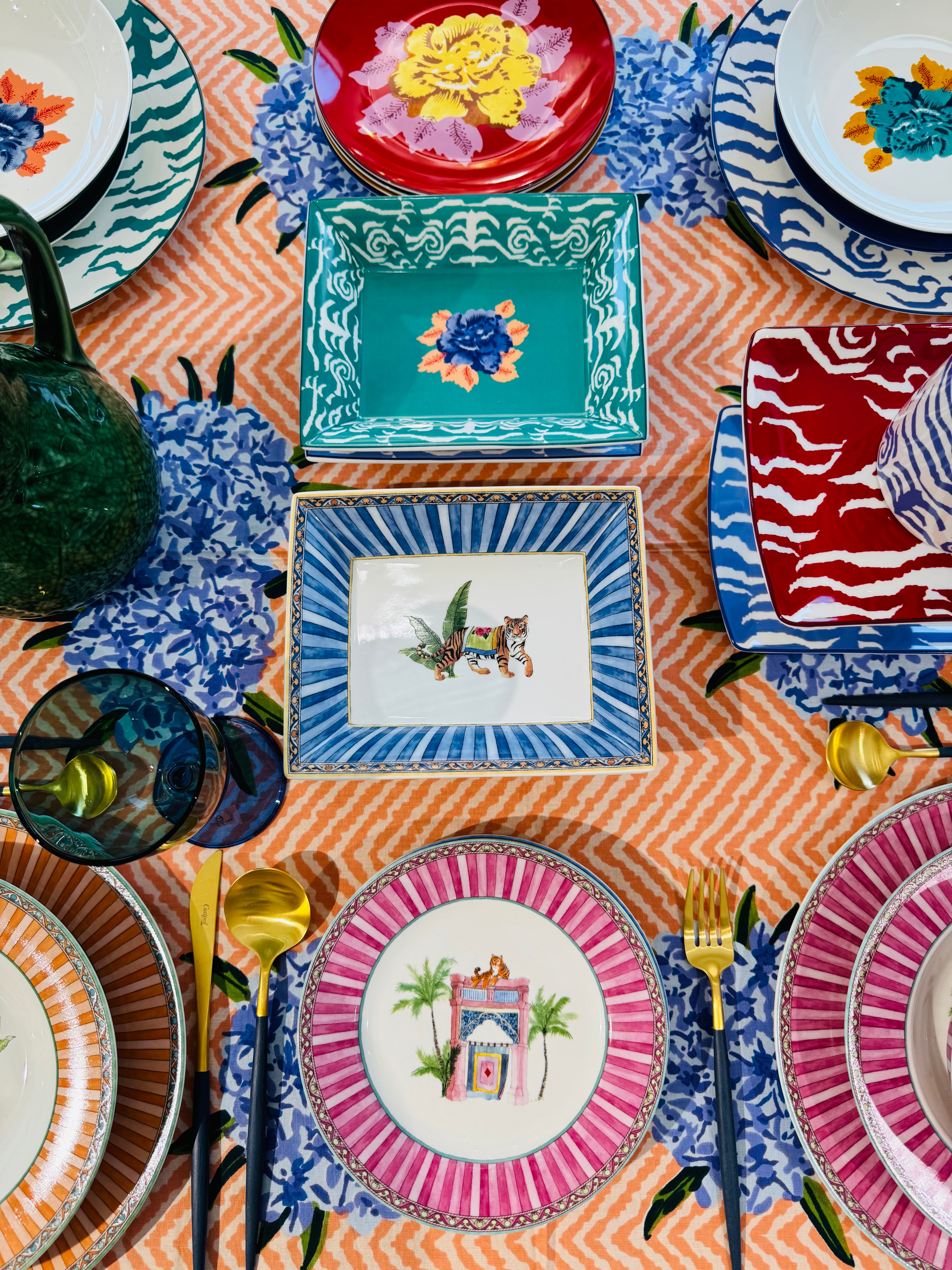 Indian Tiger Porcelain Charger Tray - Veronese