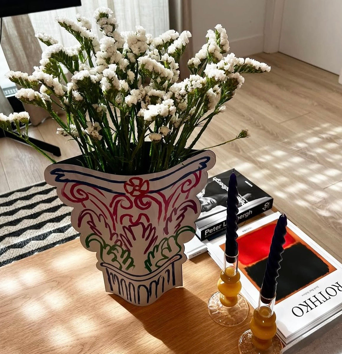 Corinthian Sleeve Vase - White