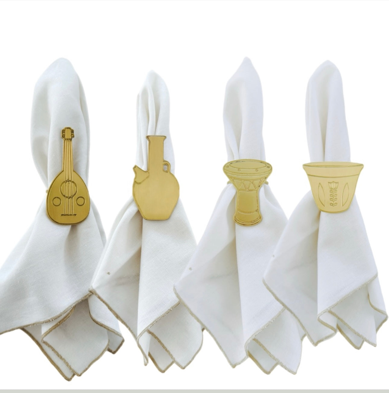 Oudak Rannan Collection Napkin Ring Holders - Gold