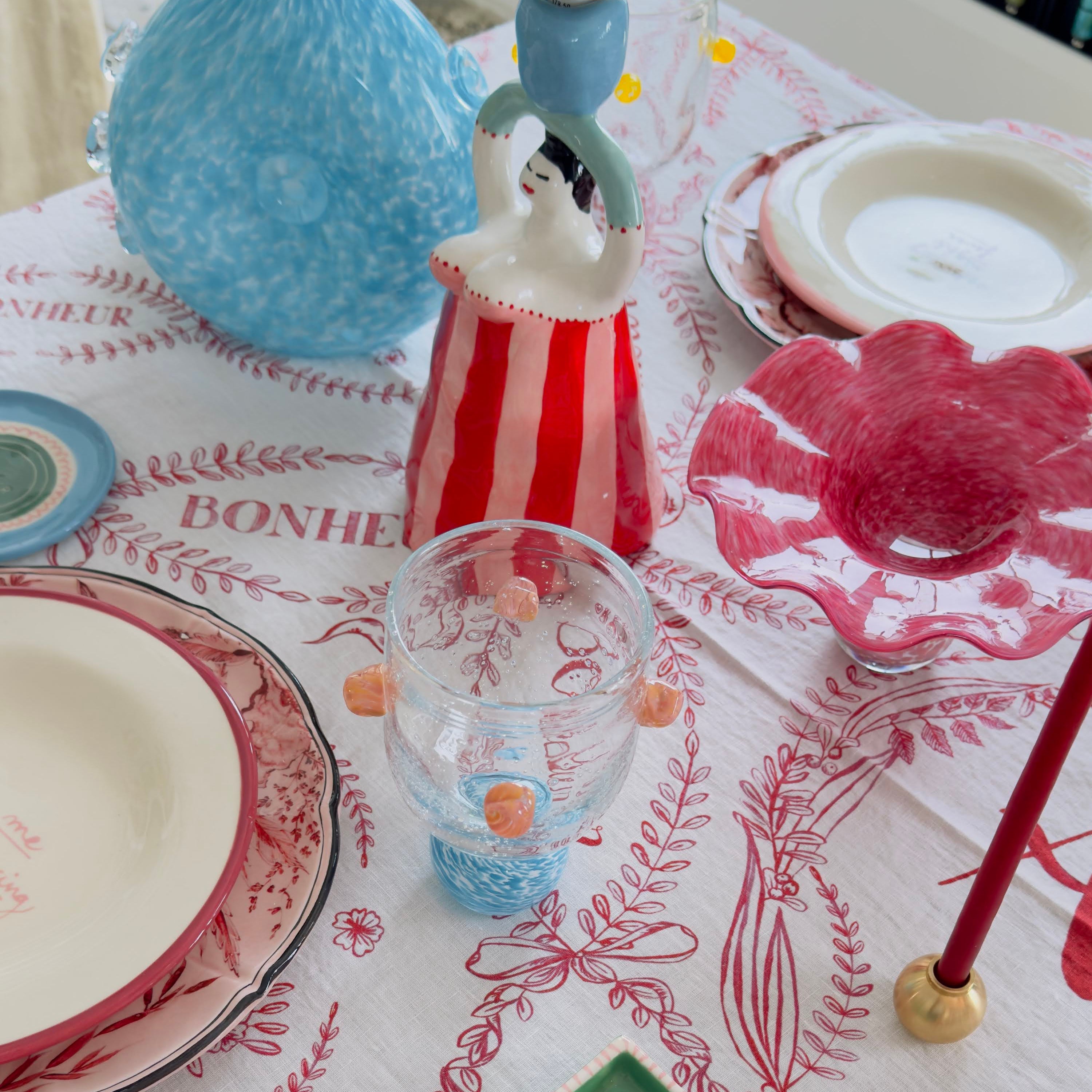 Dotty Blue & Pink Glass Tumbler