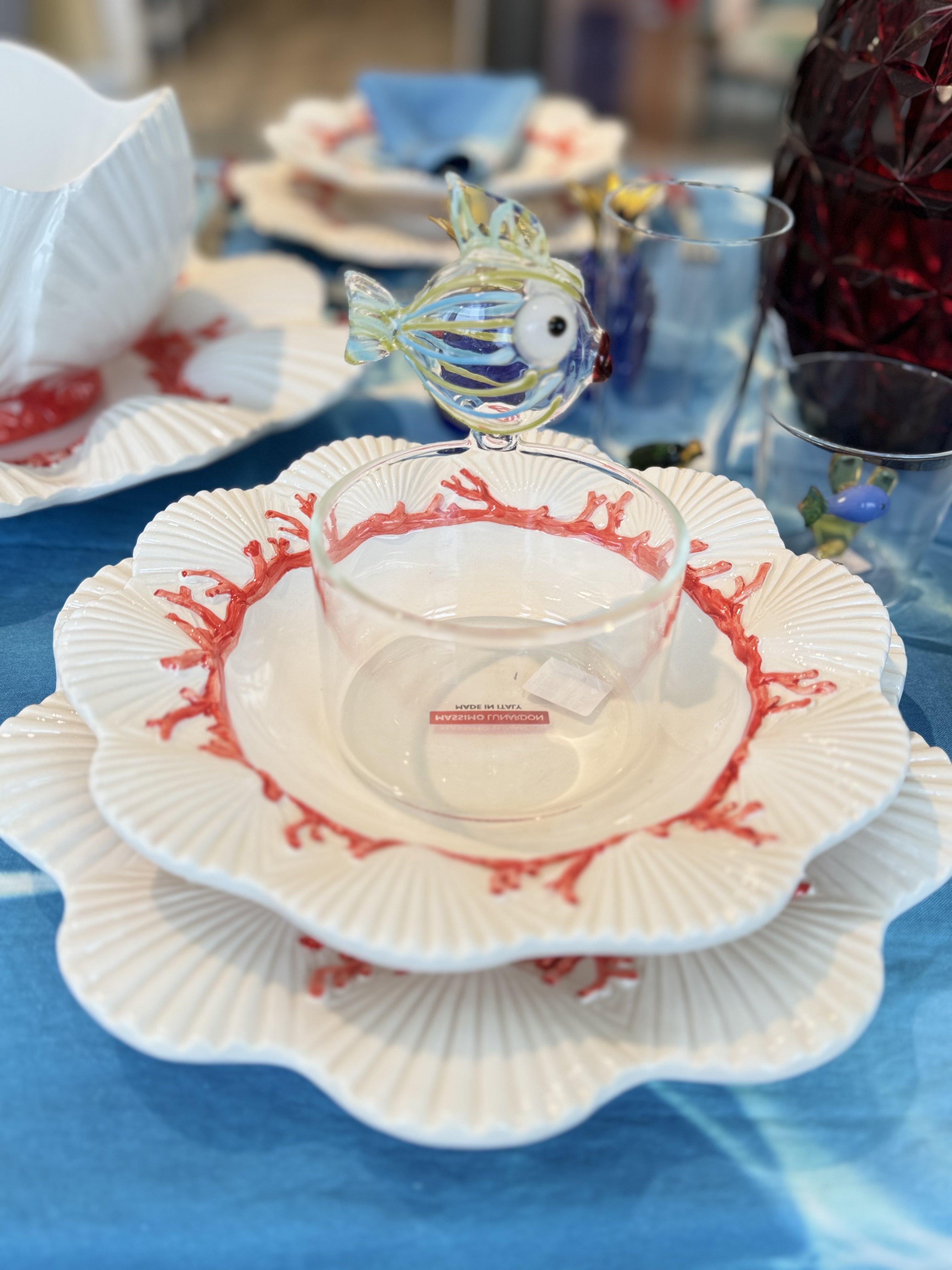 Les Ottomans Saint Jacques Coral Porcelain Soup Plate