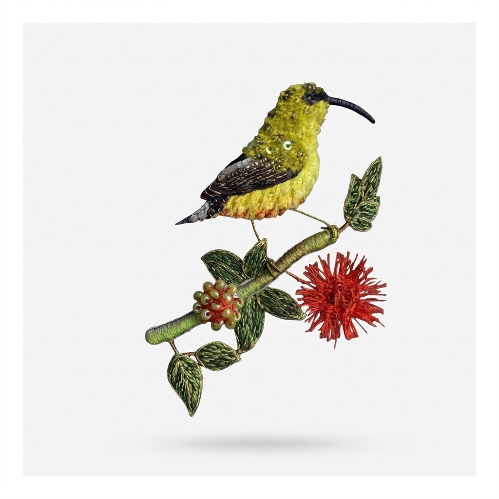 Garden Sunbird Big Brooch Pin