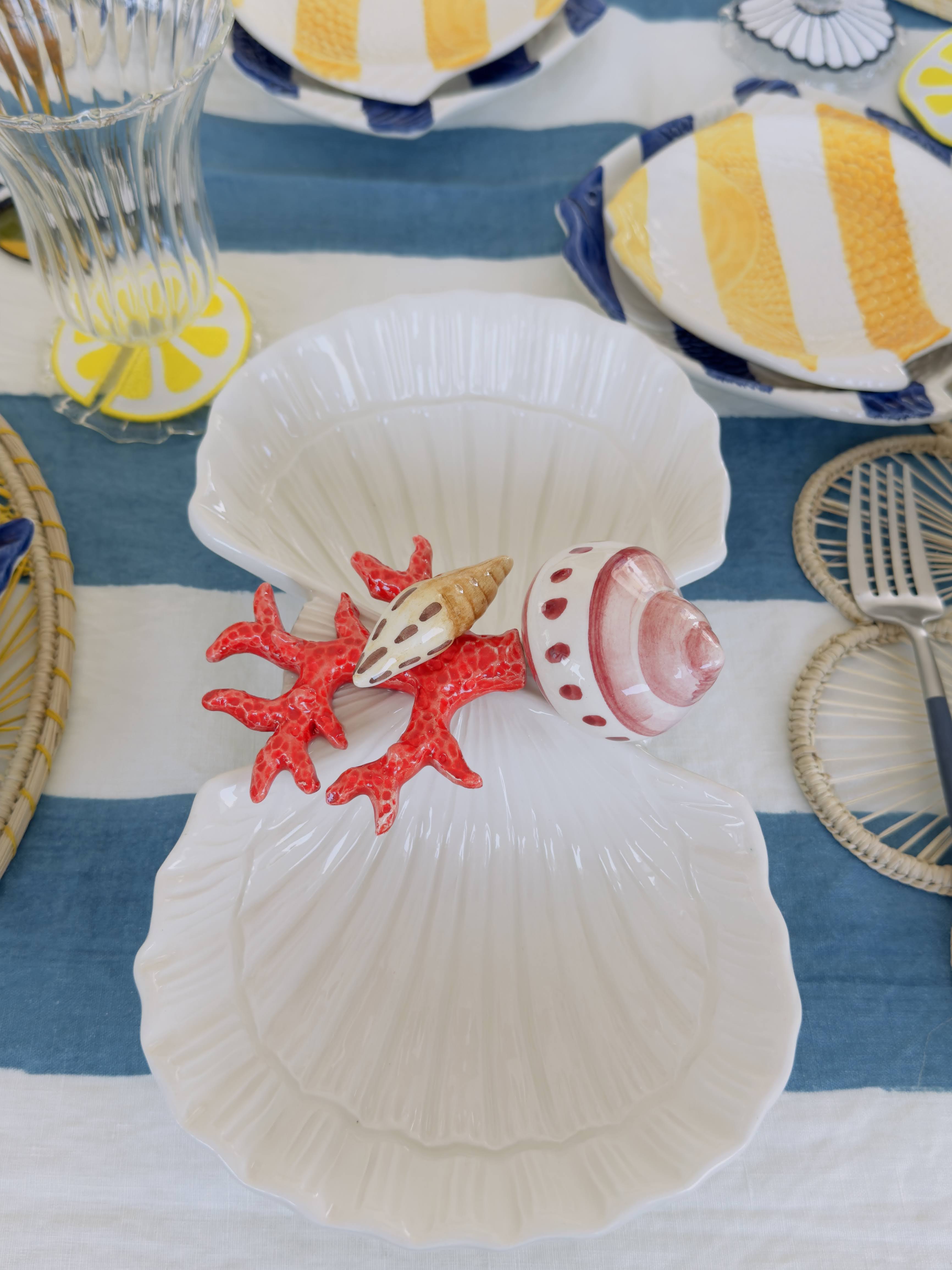 Les Ottomans Porcelain Seashells 2 Appetizer Platter