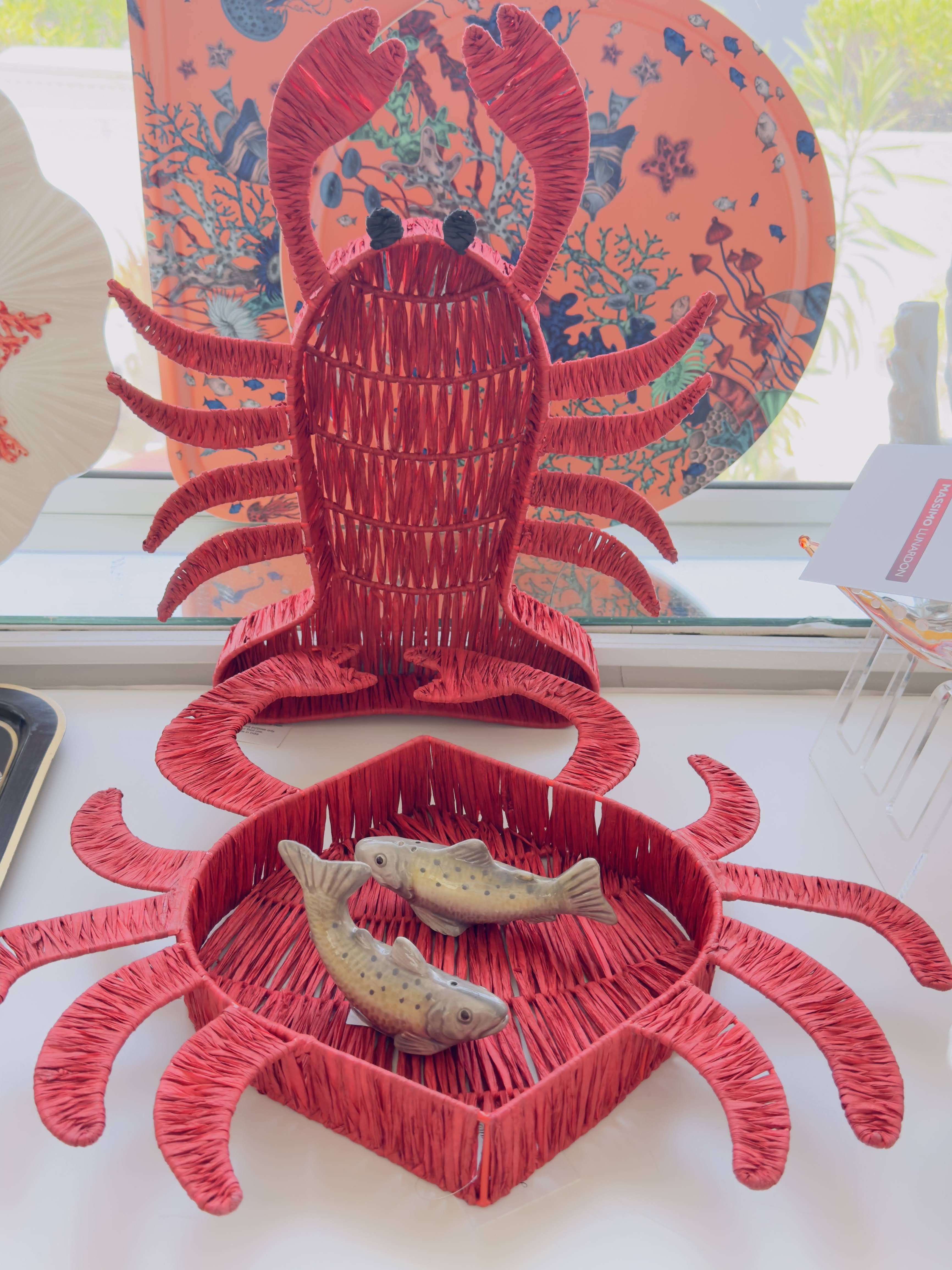 Natural Raffia Basket - Crab
