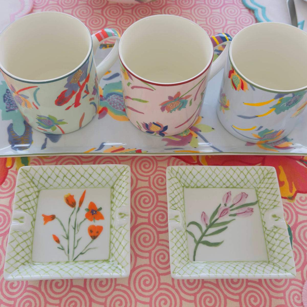 Wild Flowers Hand Painted Square Ashtray
