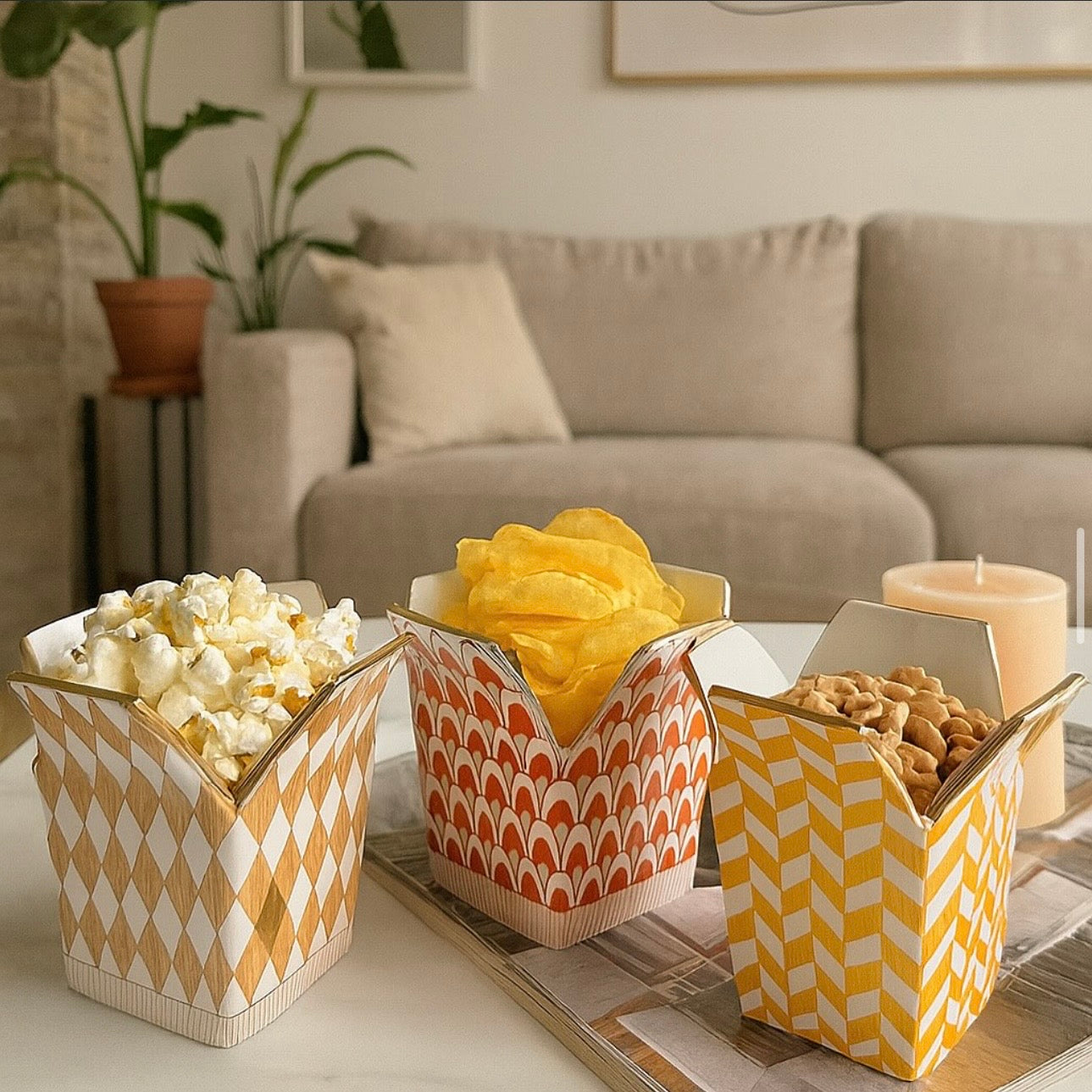 Pop Corn Hand Painted Porcelain Open Box