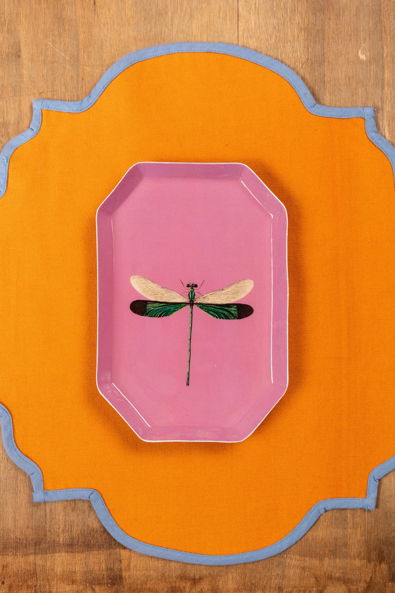 Les Ottomans Stamped Iron Tray - Dragonfly