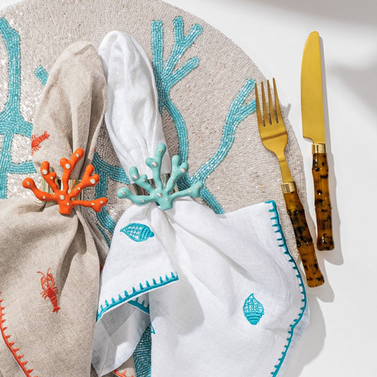 Napkin Rings Set Of Four - Coral