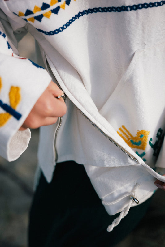 Stephan Embroidered Hoodie Criss Cross