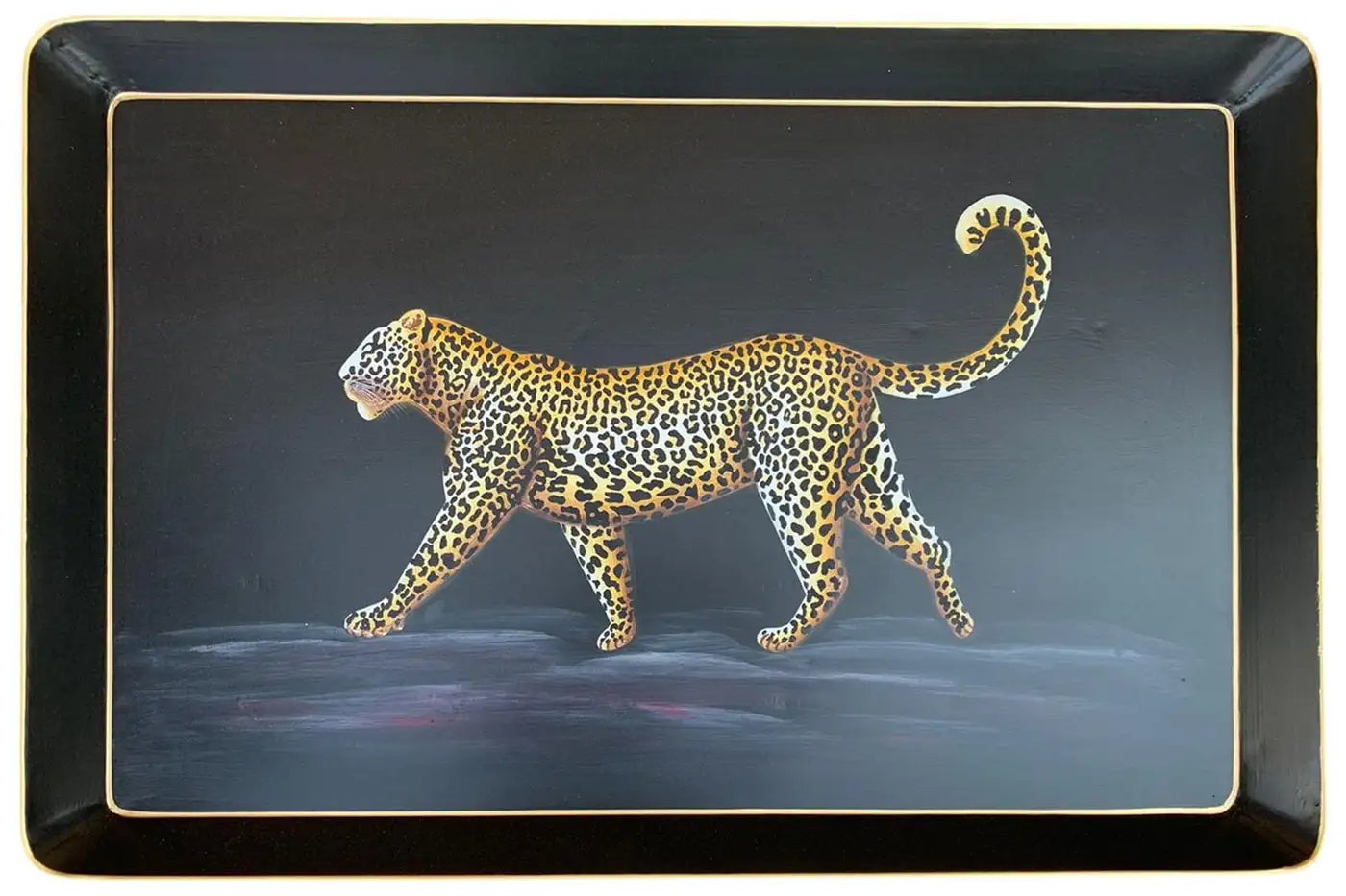 Les Ottomans Rectangular Leopard Iron Tray Table