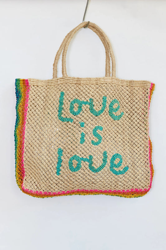The Jackson Jute Tote Bag Small - Love is Love