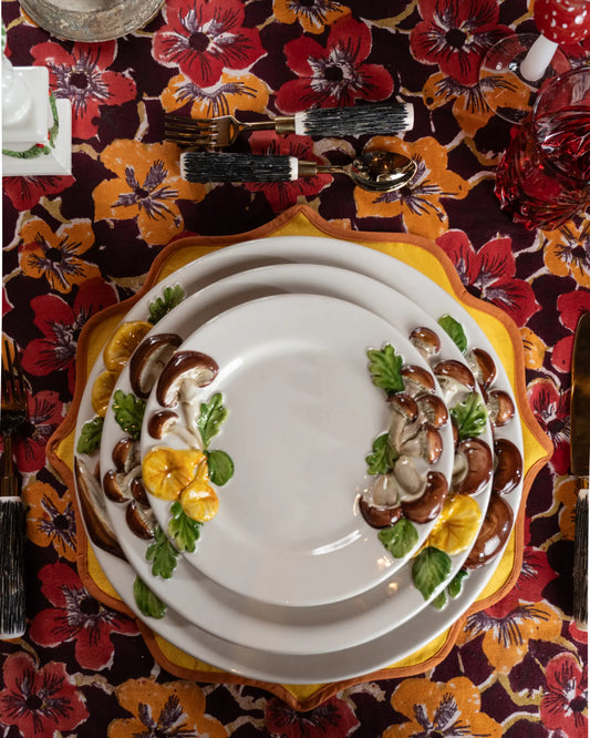 Les Ottomans Mushroom Hand Painted Porcelain Under Plate