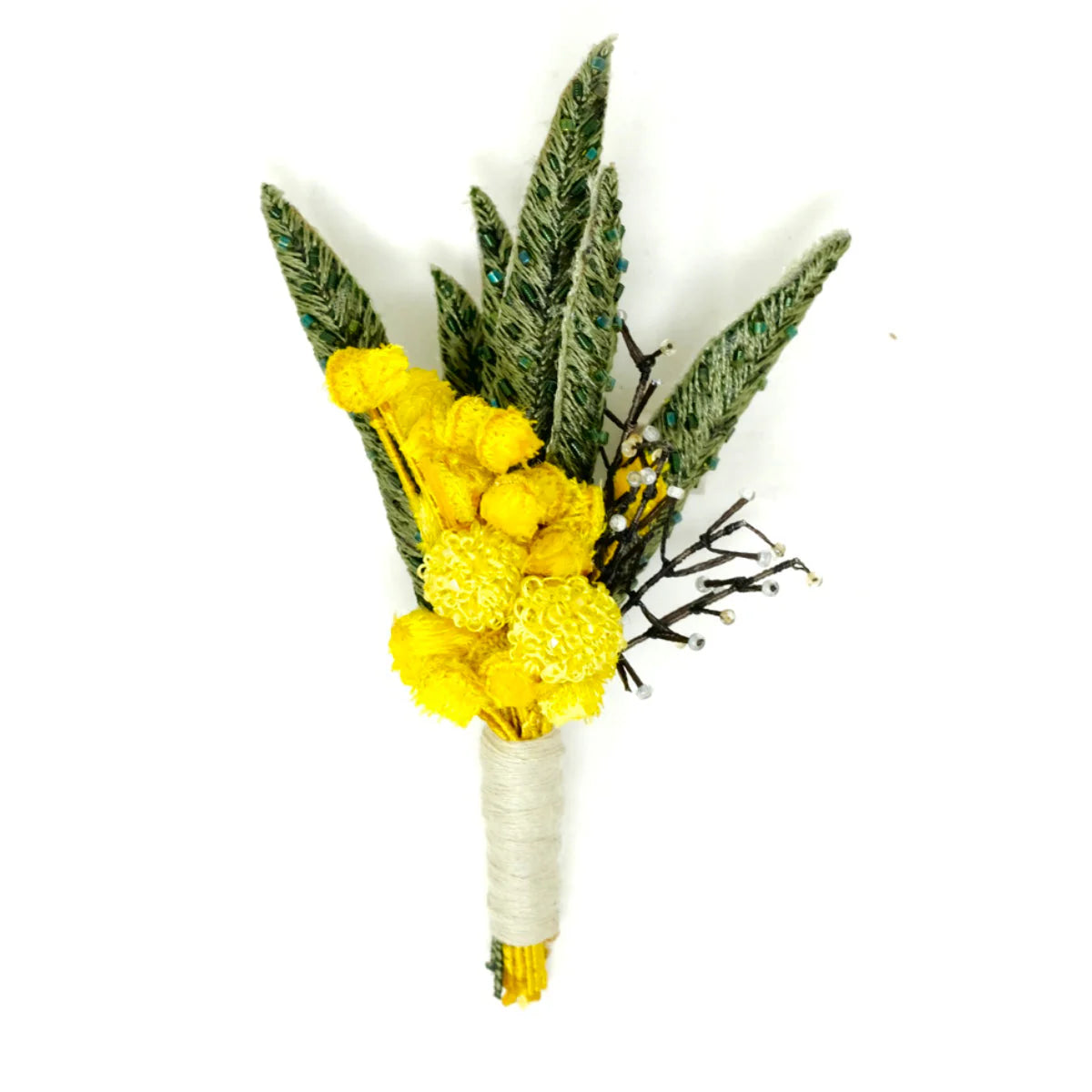 Mimosa Boutonniere Brooch Pin