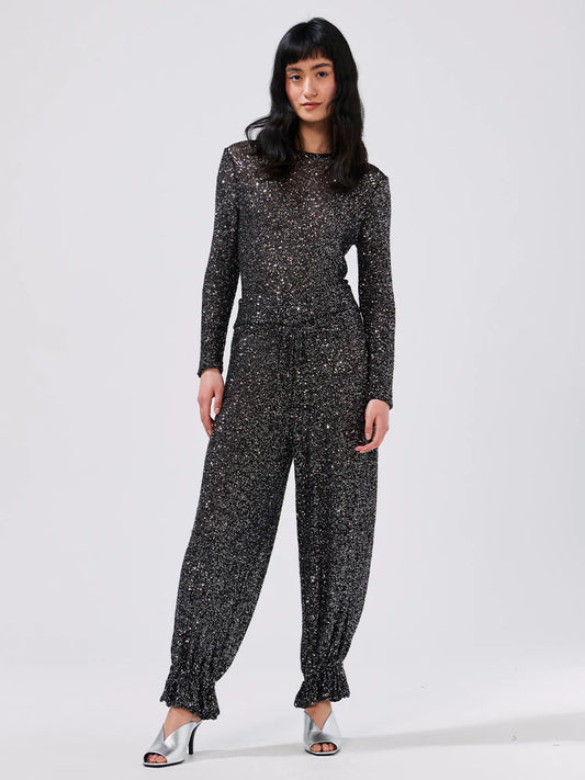 Hayley Menzies Moonshine Sequin Knit Trousers - Black