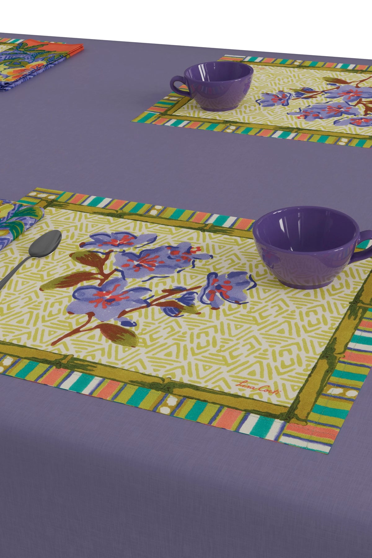Set of 2 Fabric Placemats Oriental Garden