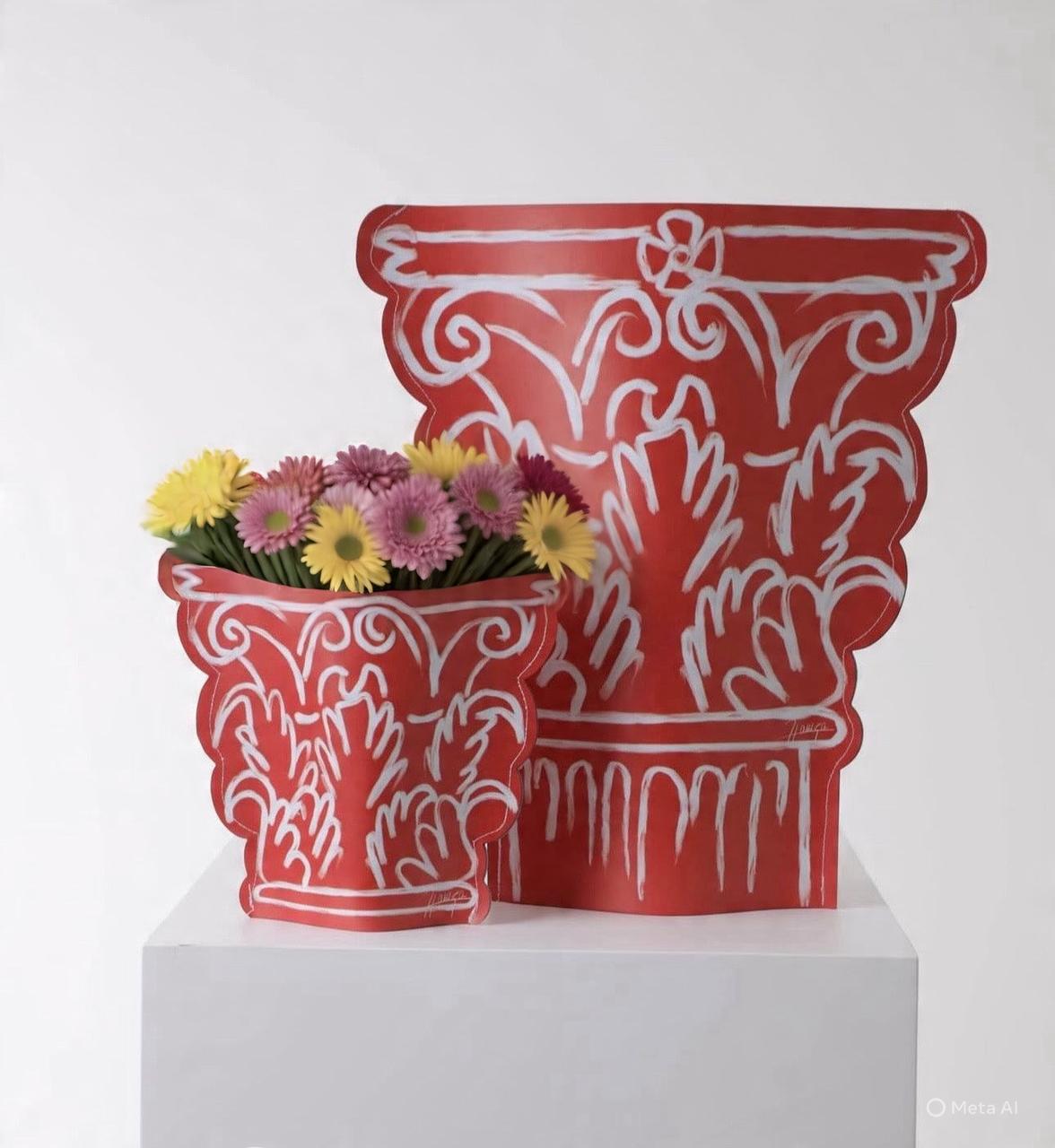 Corinthian Sleeve Vase - Red