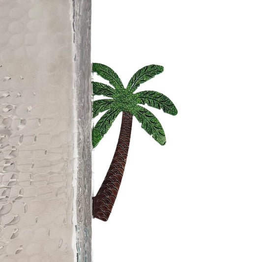 Tray.Aluminium with Palm Tree Handles - Silver