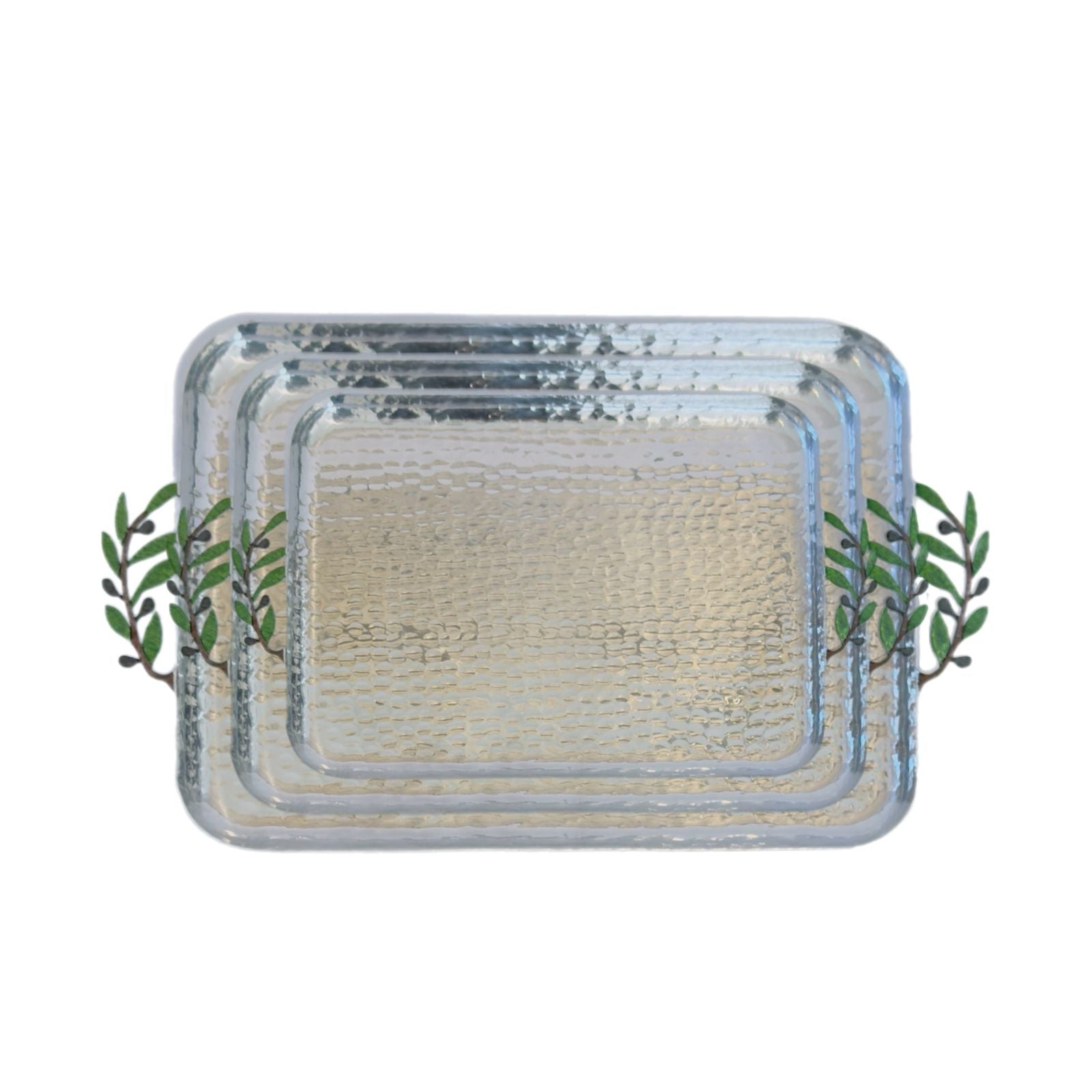 Tray.Aluminium with Olive Branch Handles - Silver