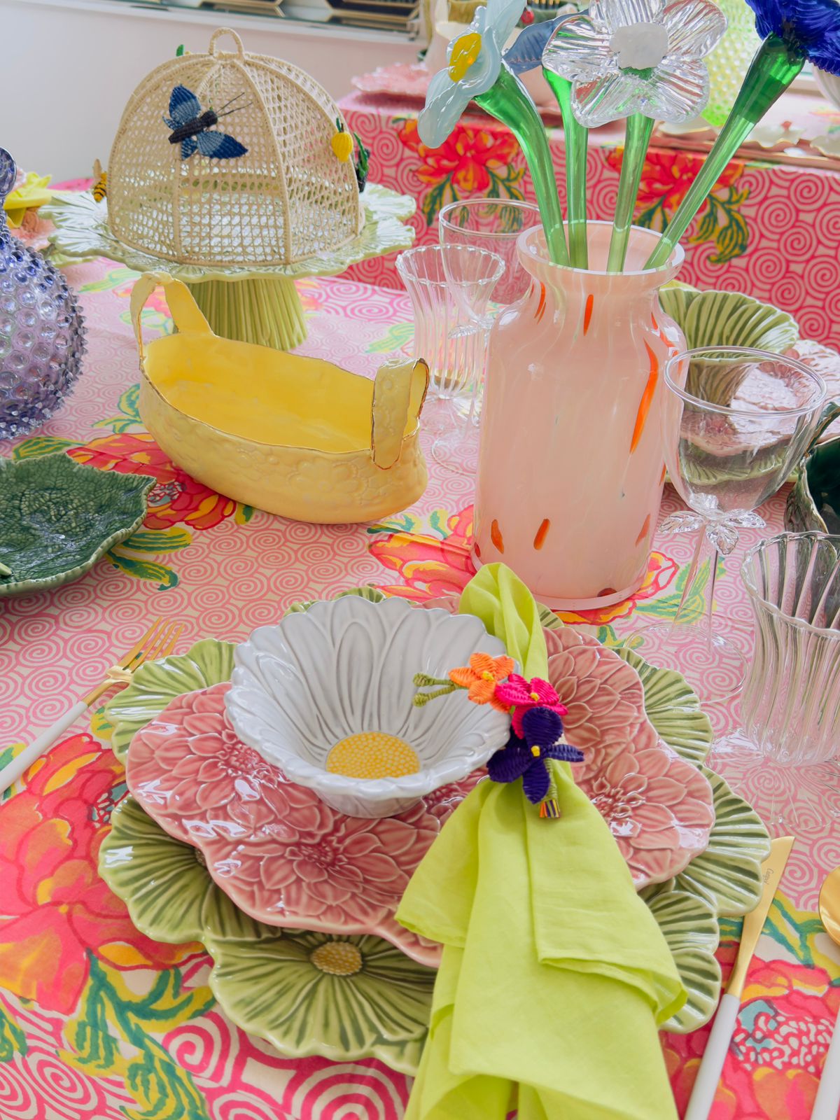 Oval Ceramic Basket Yellow