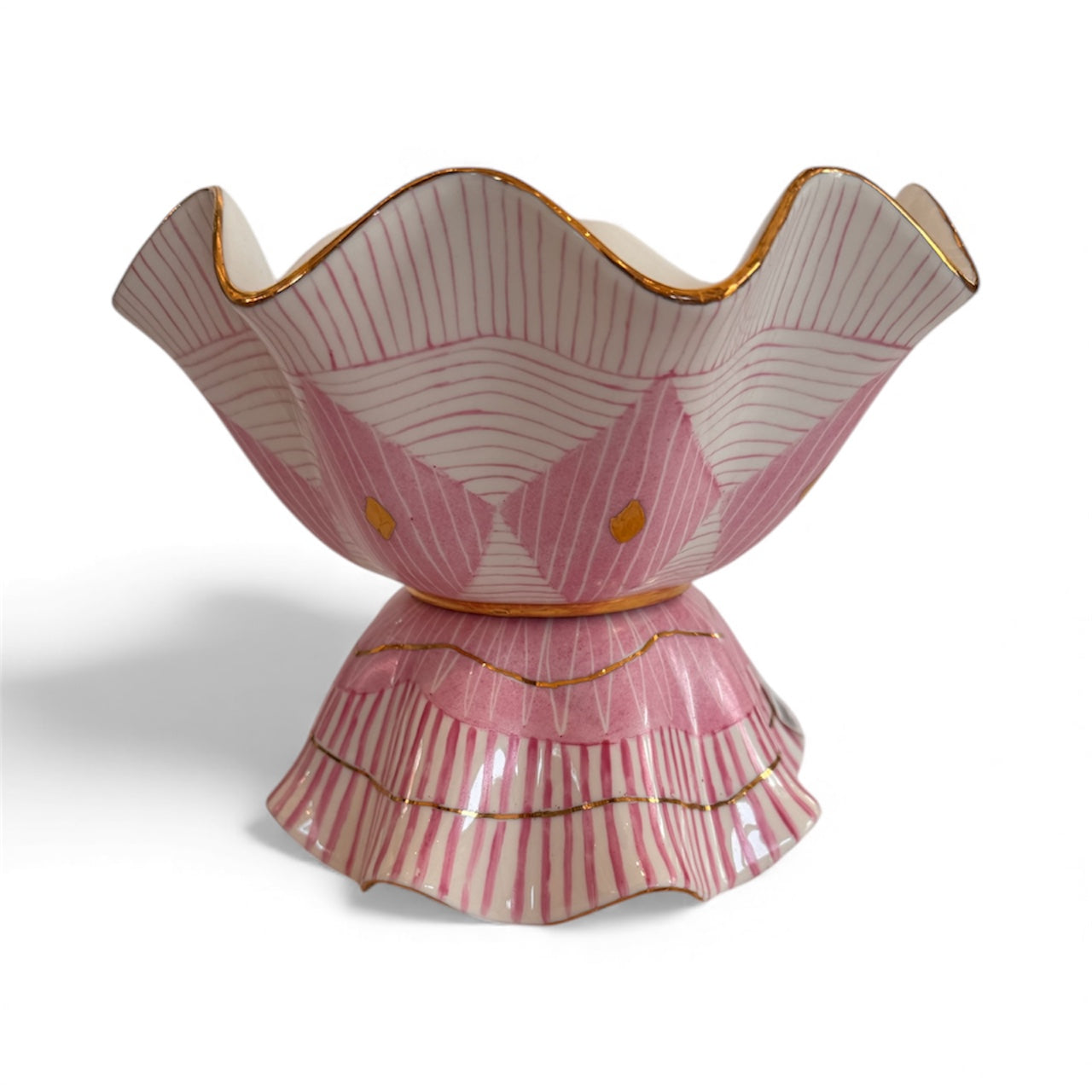 Reversible Hand Painted Porcelain Zig Zag Bowl