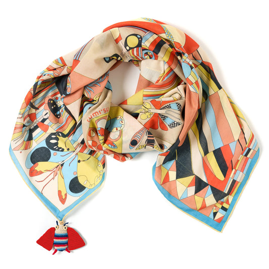 Creepy Crawly Cotton Scarf - 137x137 cm