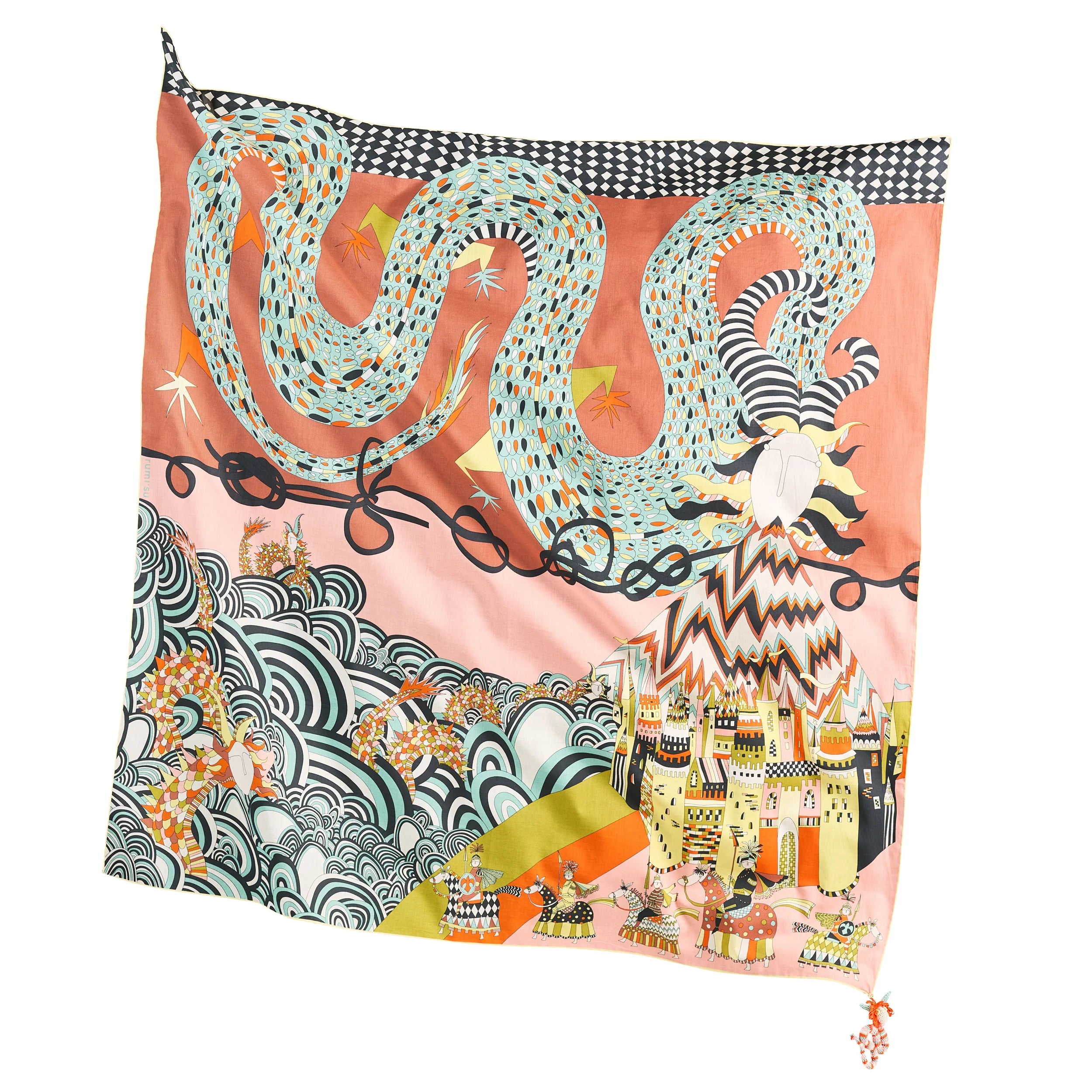 The Dragon Speaks Cotton Scarf - 137x137 cm