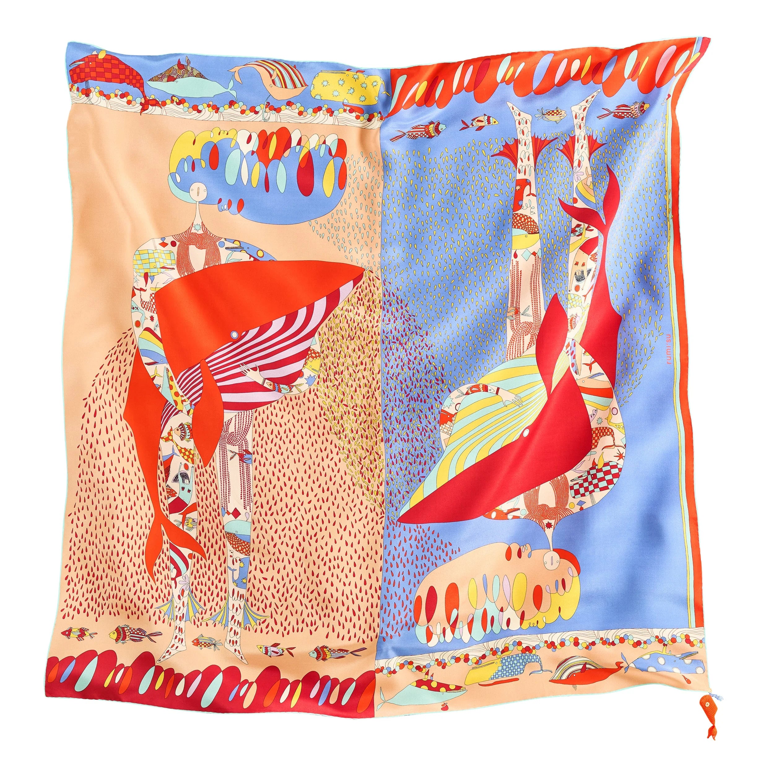 Song of the Deep Silk Scarf - 137x137 cm