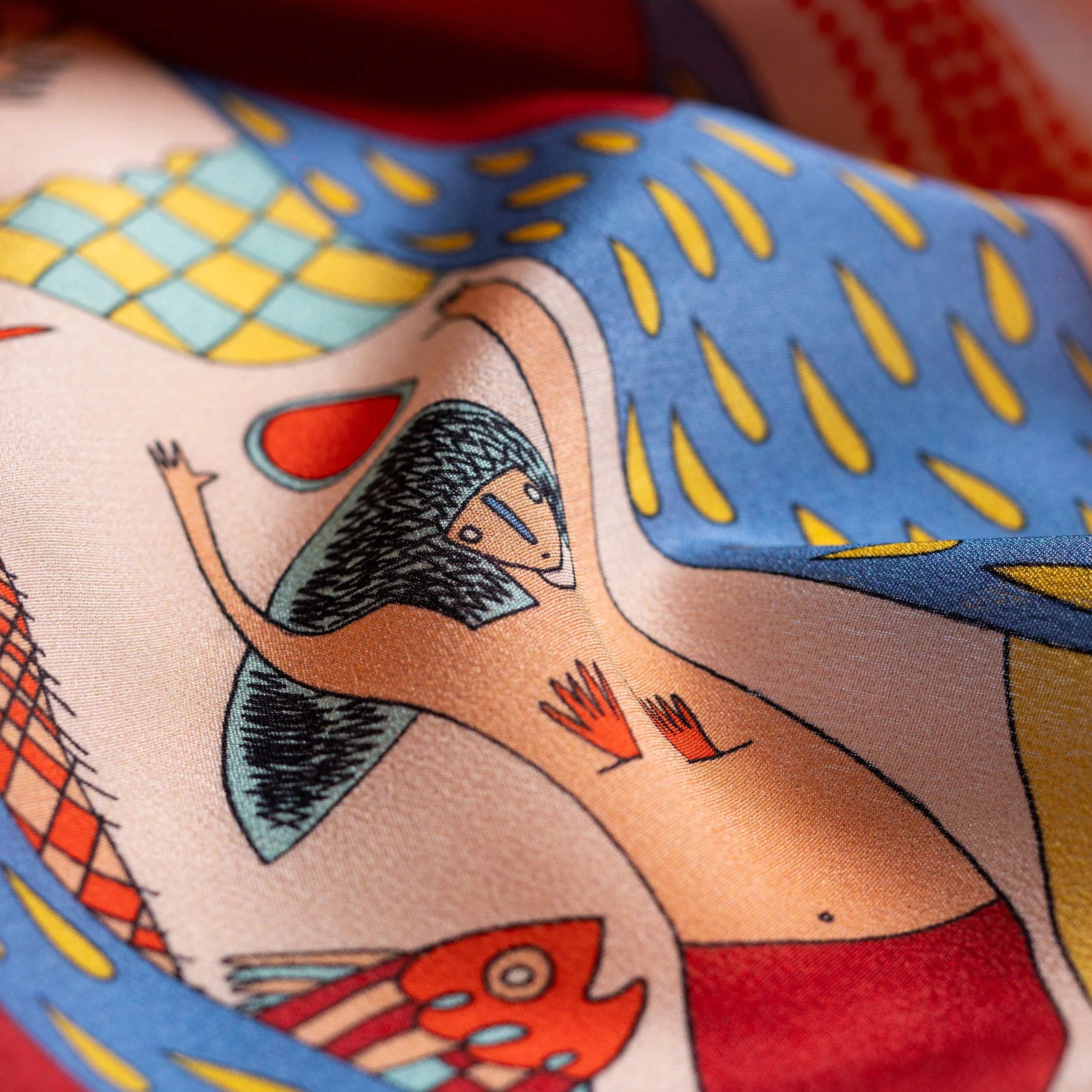 Song of the Deep Silk Scarf - 137x137 cm