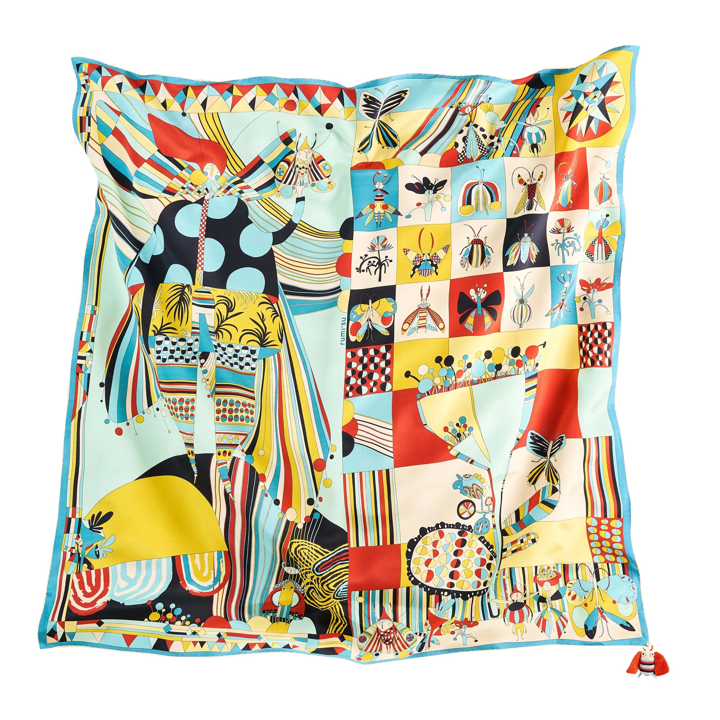 Creepy Crawly Silk Scarf - 137x137 cm