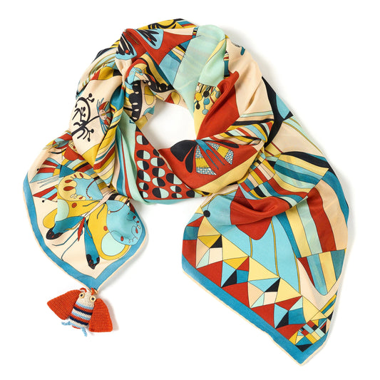 Creepy Crawly Silk Scarf - 137x137 cm