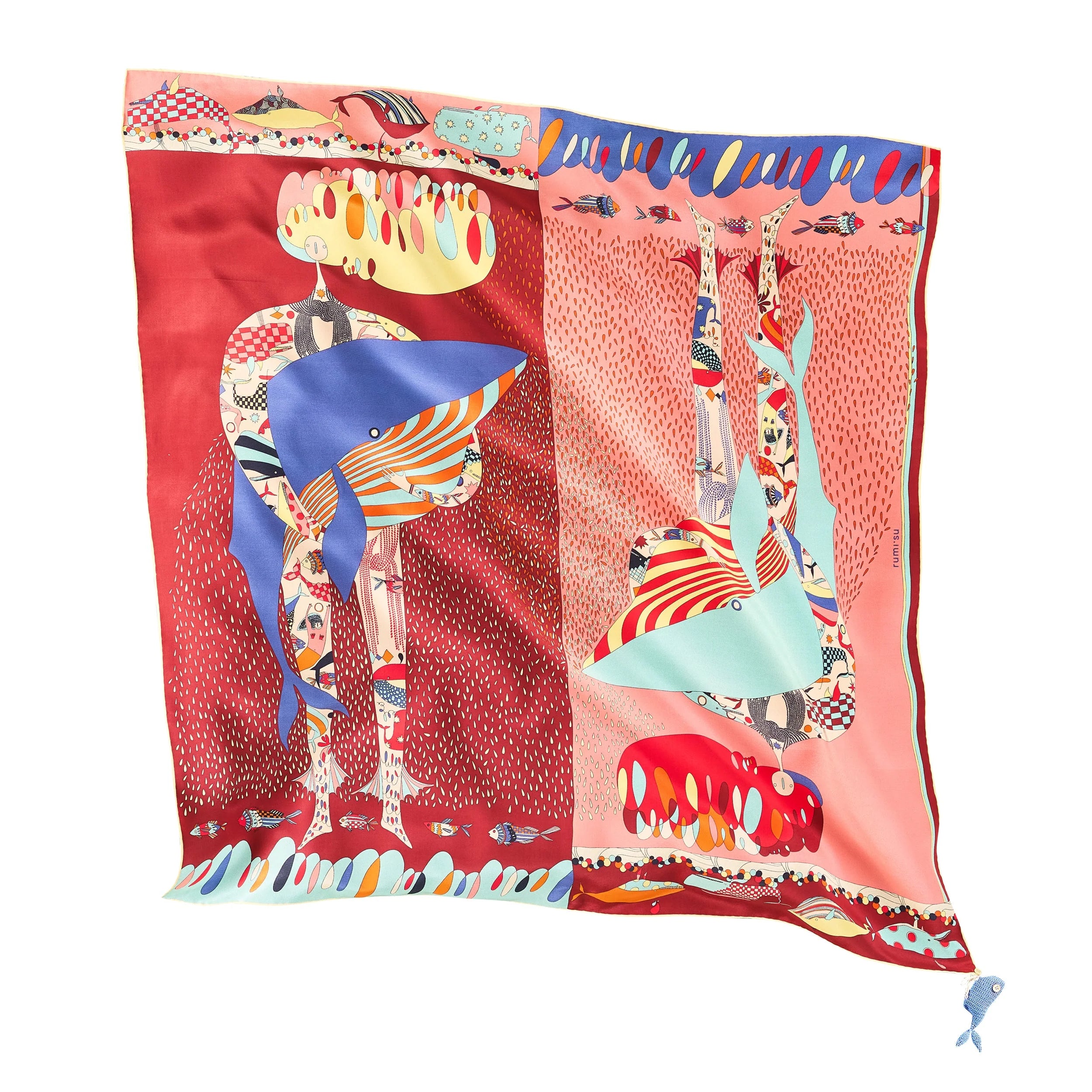 Song of the Deep Silk Scark - 105x105 cm